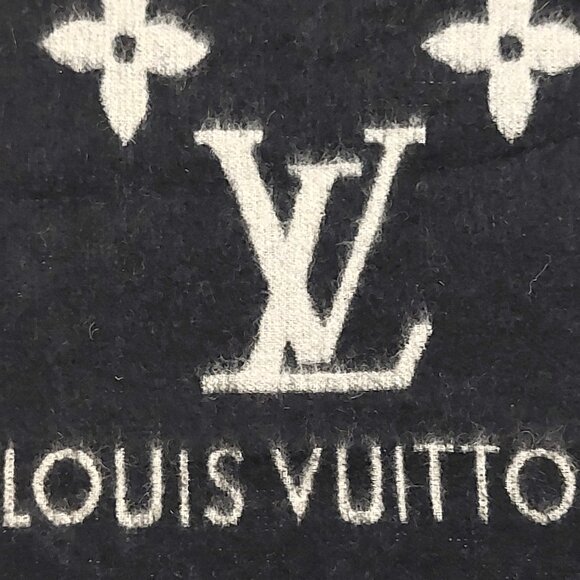 LOUIS VUITTON LV Reykjavik Black & Grey Reversible Scarf - Picture 7 of 13